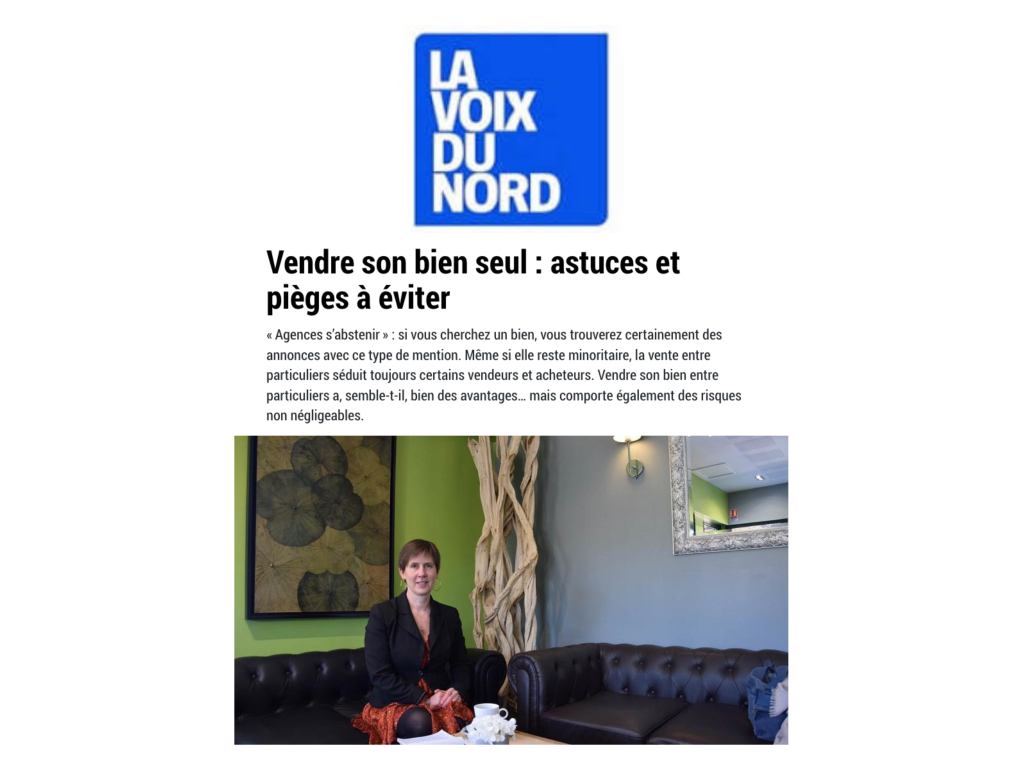 Article de la Voix du Nord qui interview Claire Ahache d'ÉClaire Immo