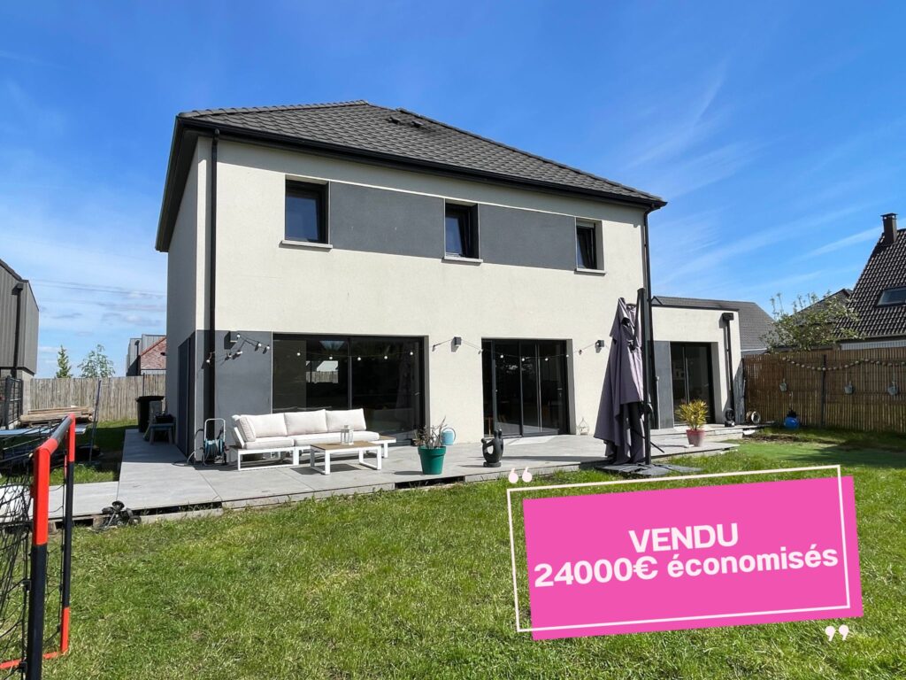 Façade maison cubique vendue à Ennevelin. Les propriétaires ont économisé 24000€