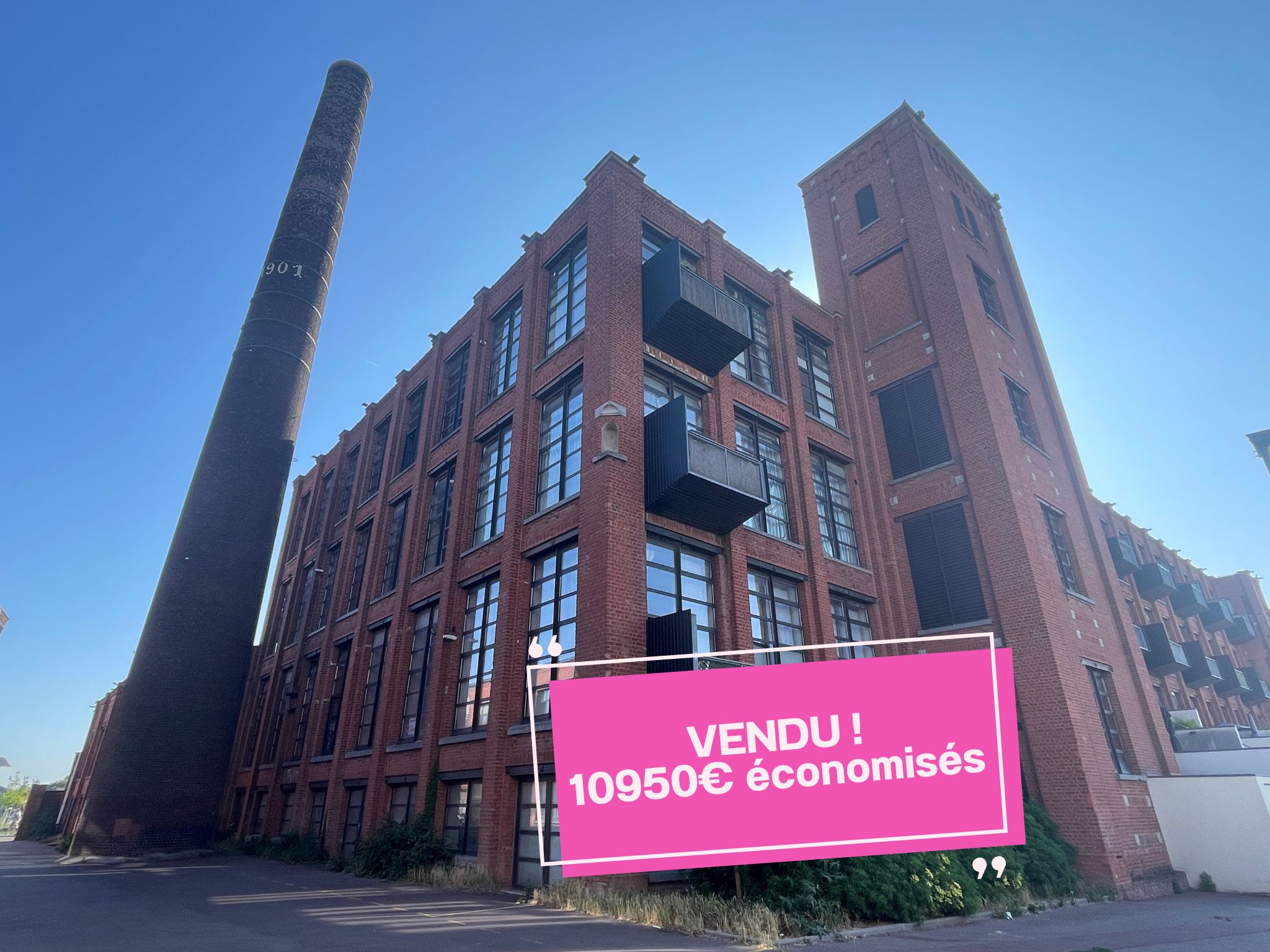 Loft à vendre à Tourcoing – Dernier étage dans une ancienne filature rénovée
